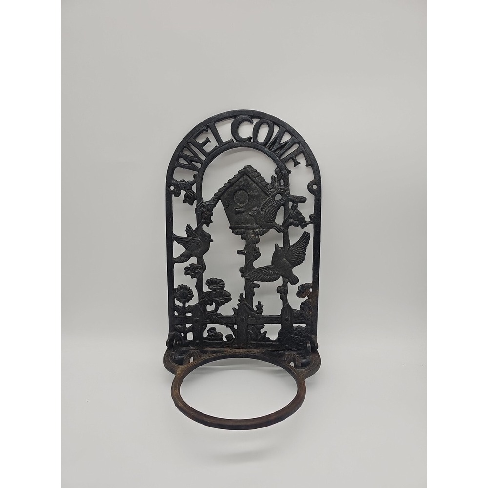 Cast Iron  Garden Wall Plant Hanger Wall Mounted Plant Stand Welcome Bird House